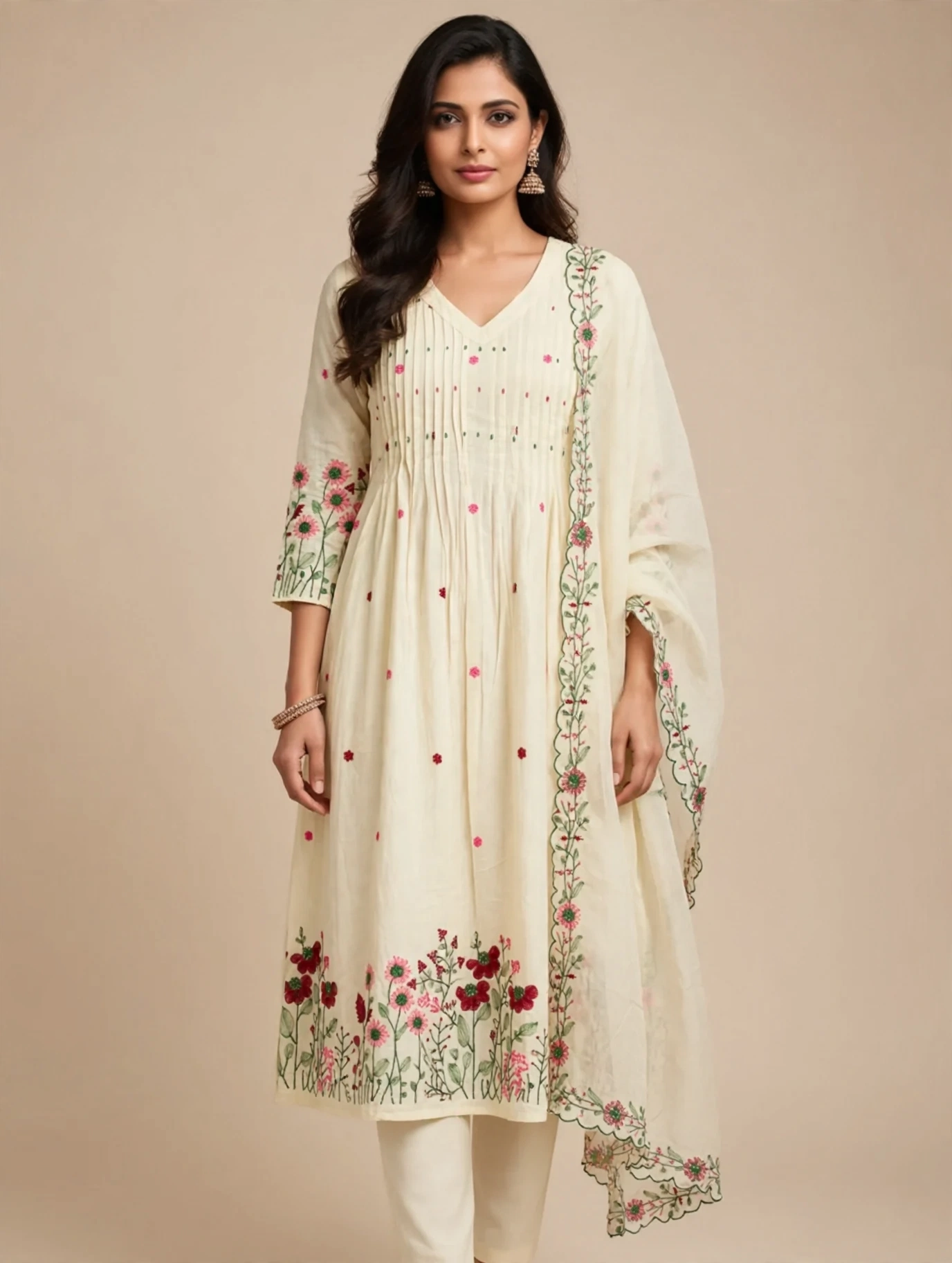 Women Ethnic Motifs Printed Regular Pure Cotton Kurta with Trousers